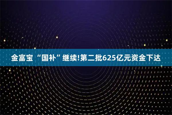 金富宝 “国补”继续!第二批625亿元资金下达